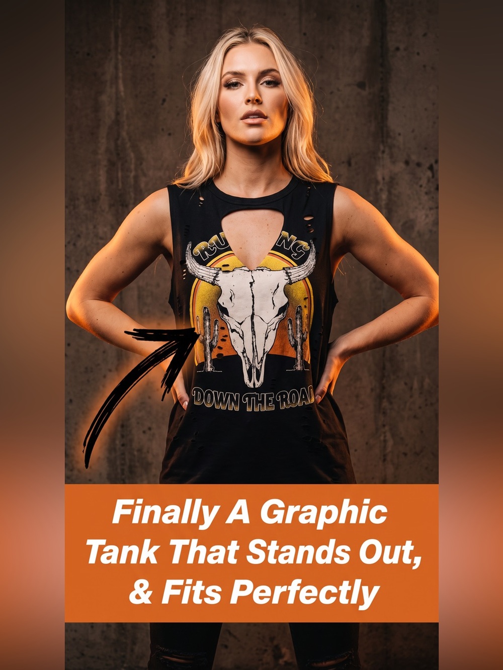 DOWN THE ROAD DISTRESSED GRAPHIC TANK